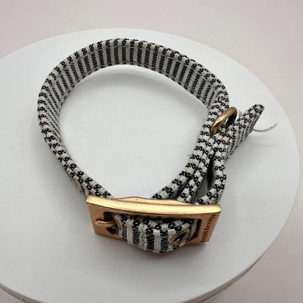 Vintage Y2K Gold Tone Boots & Barkley Black White‎ Striped Dog Collar Buckle